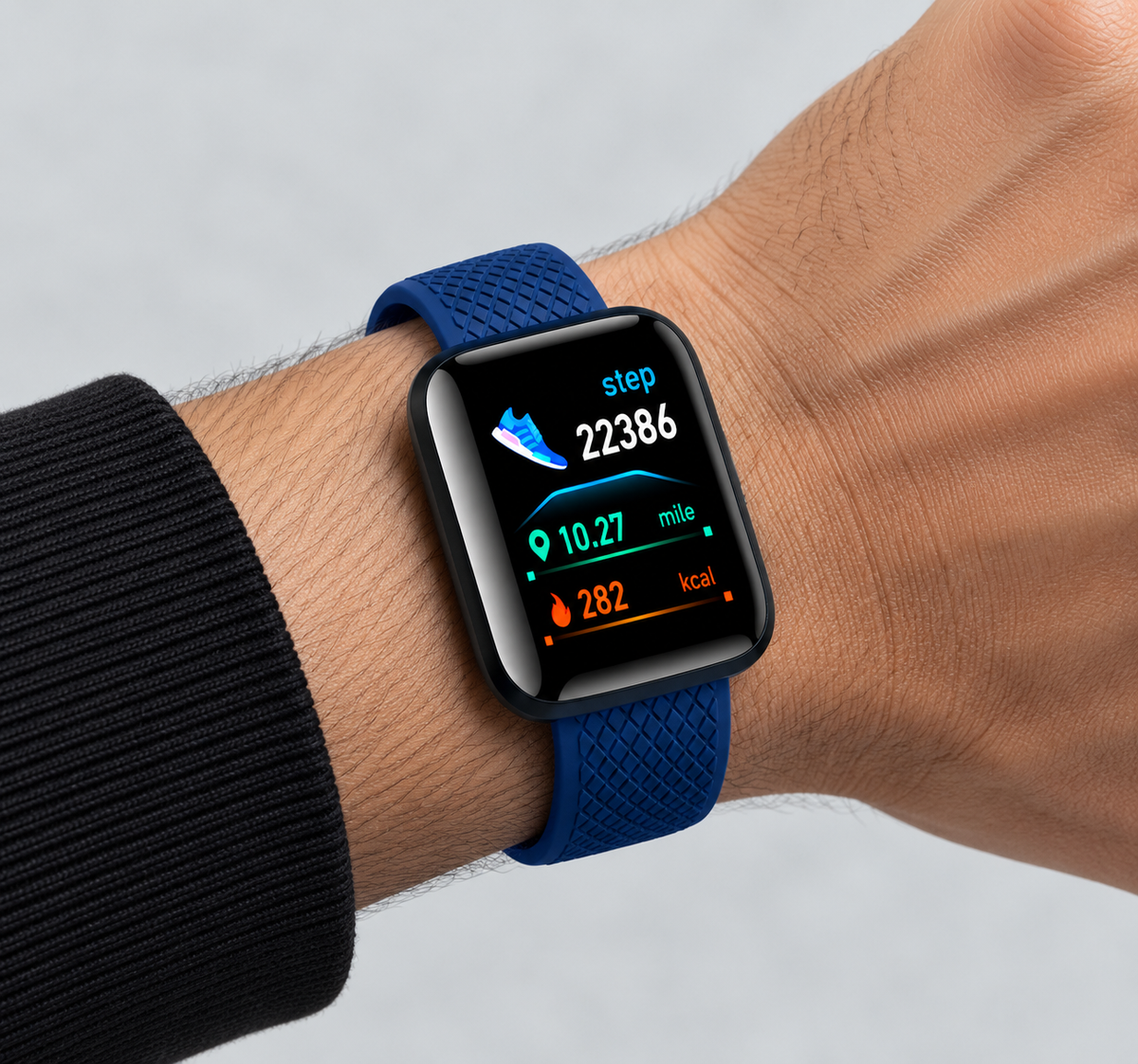 Montre connectée VYRO One bleu portée au poignet